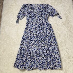 Emma & Michele Blue and White Floral Midi Dress